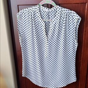 Cleo Sleeveless Black and White Polka Dot Blouse Size S
